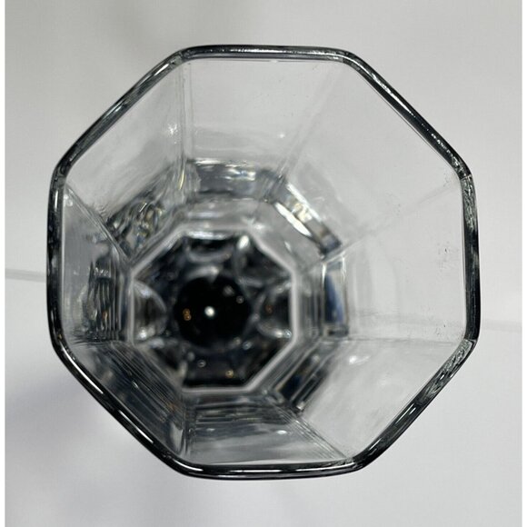 Vtg 4 Luminarc Octime Octagon Wine Champagne Flutes Glass Black Stem France Made - Picture 6 of 9